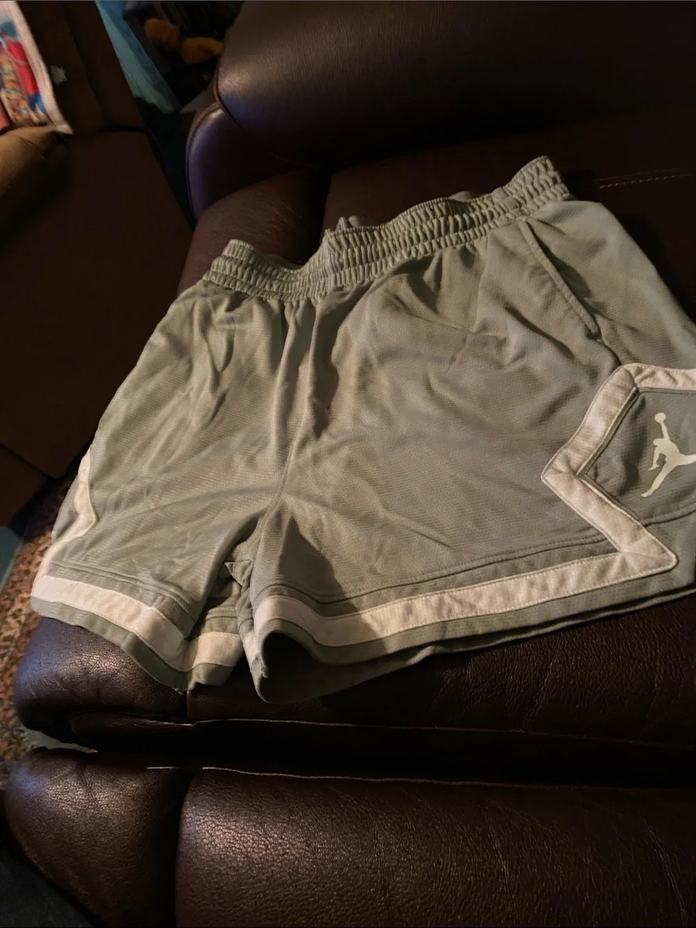 Jordan Men’s Athletic Mesh Shorts in Olive Green with White Trim